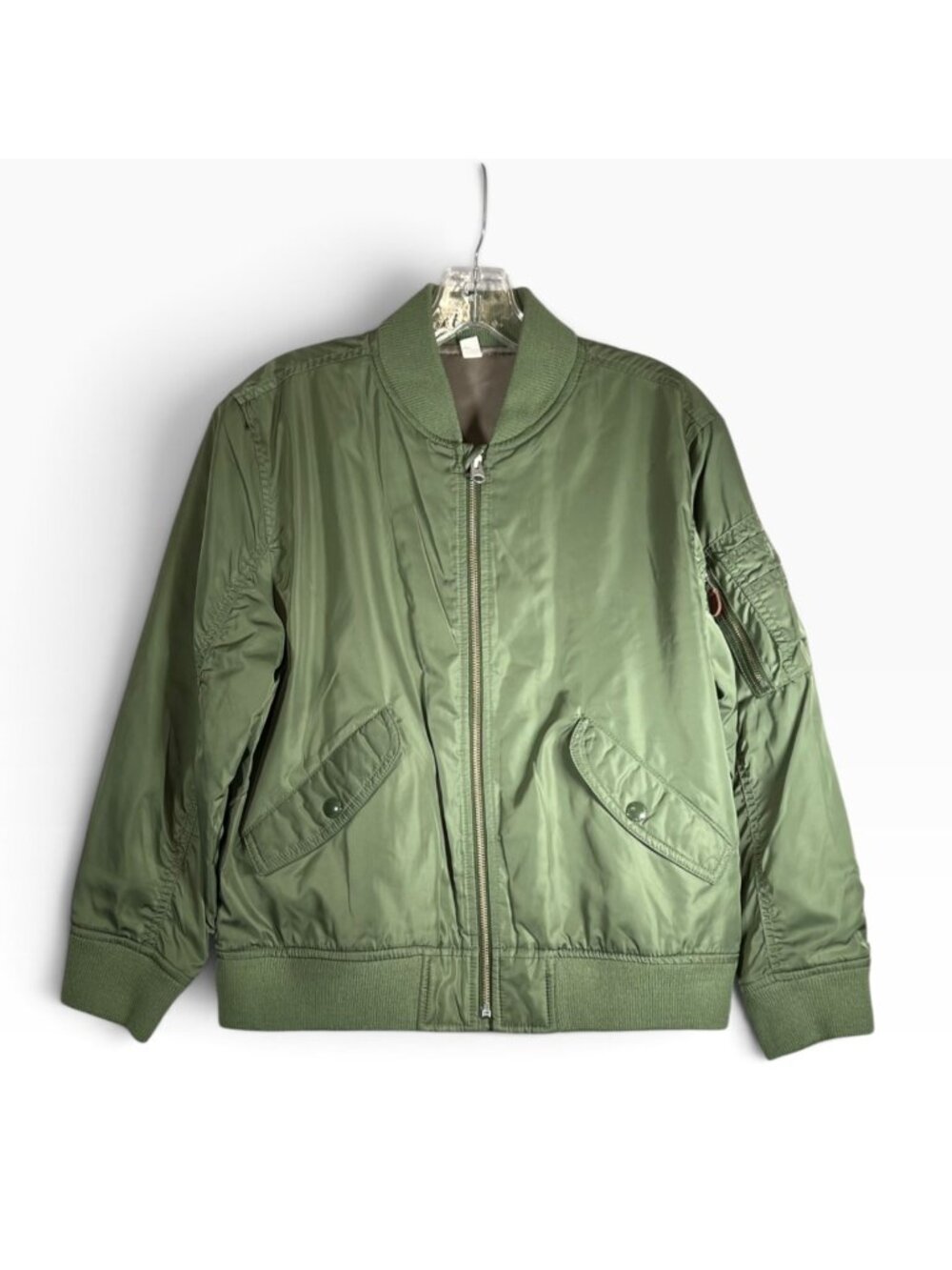 GAP Kids Boys XL 14-16 Olive Green Bomber Jacket Flight Utility Satin Lined